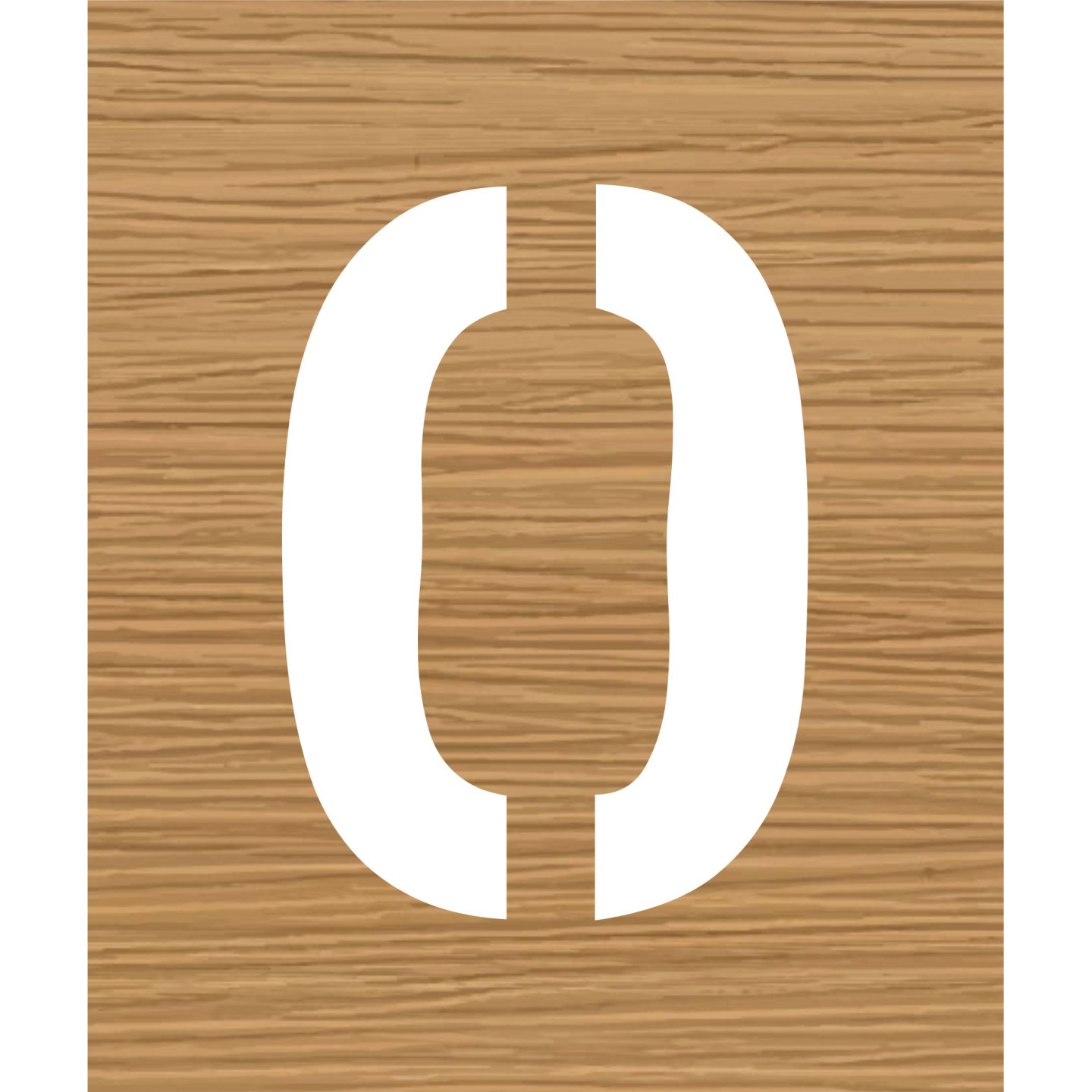 Pochoir en bois du chiffre "0"