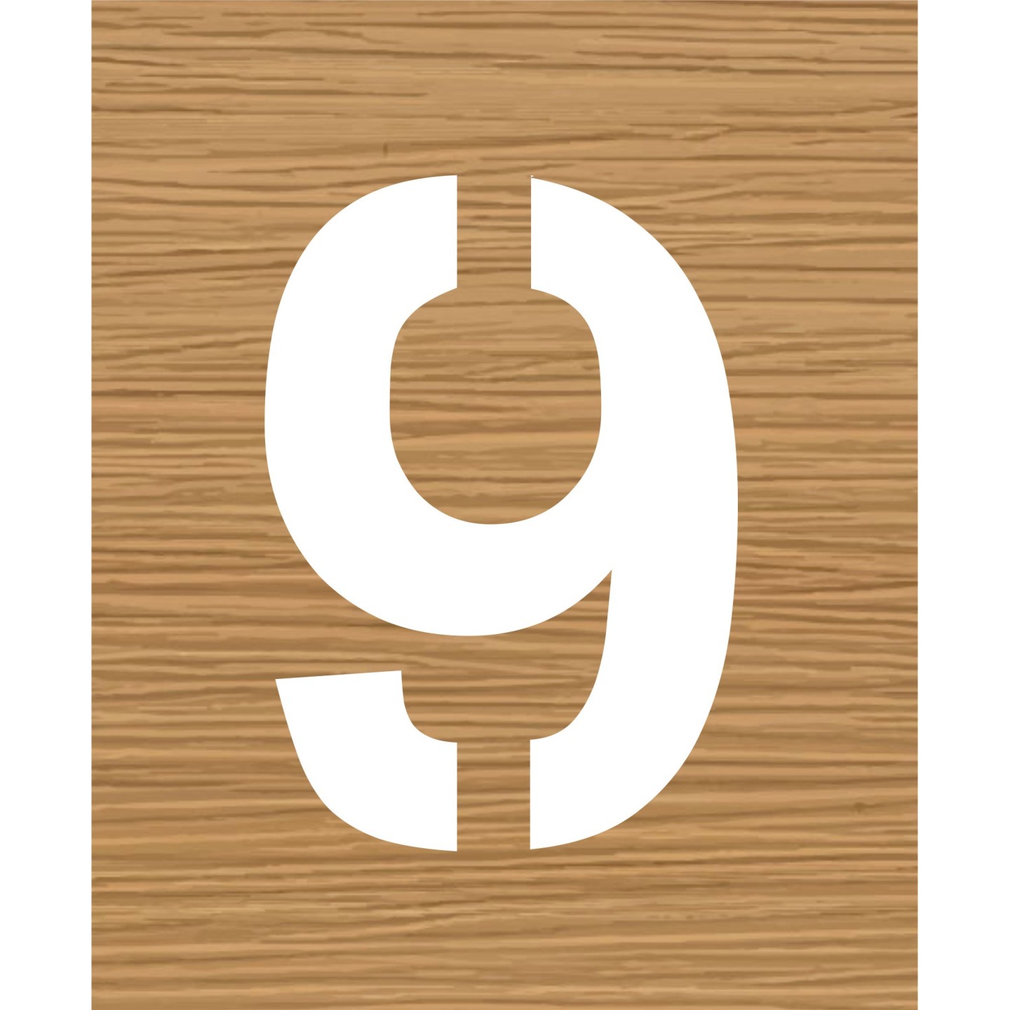 Pochoir en bois du chiffre "9"