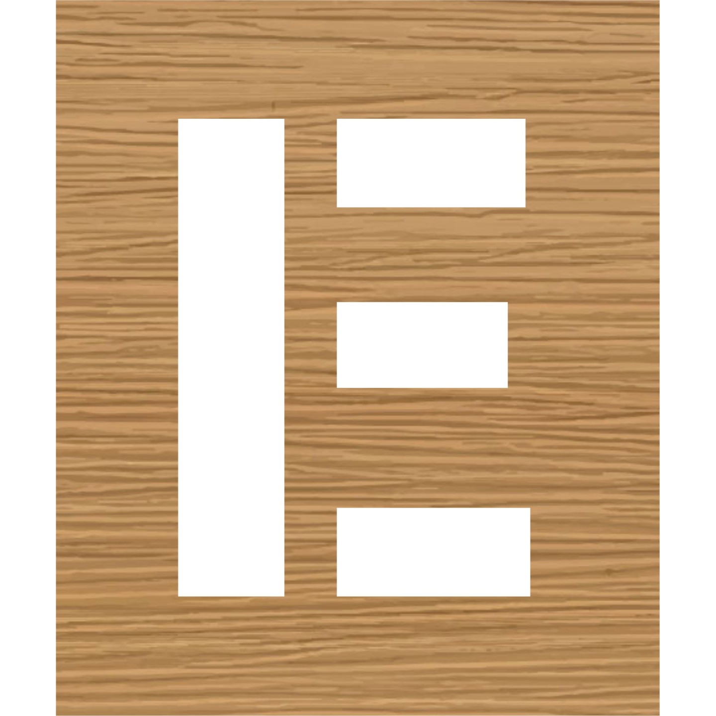 Pochoir en bois de la lettre "E"