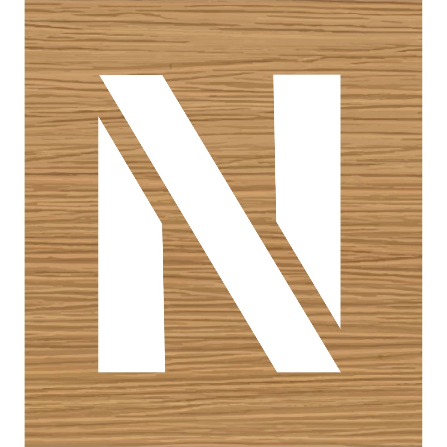 Pochoir en bois de la lettre "N"