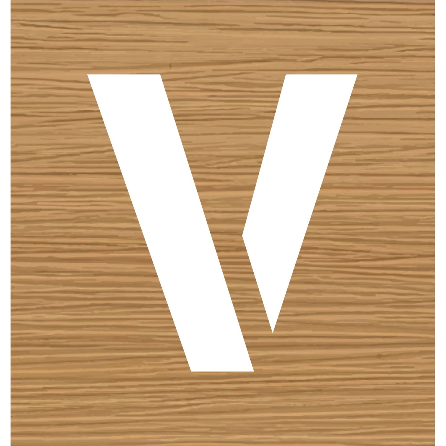 Pochoir en bois de la lettre "V"