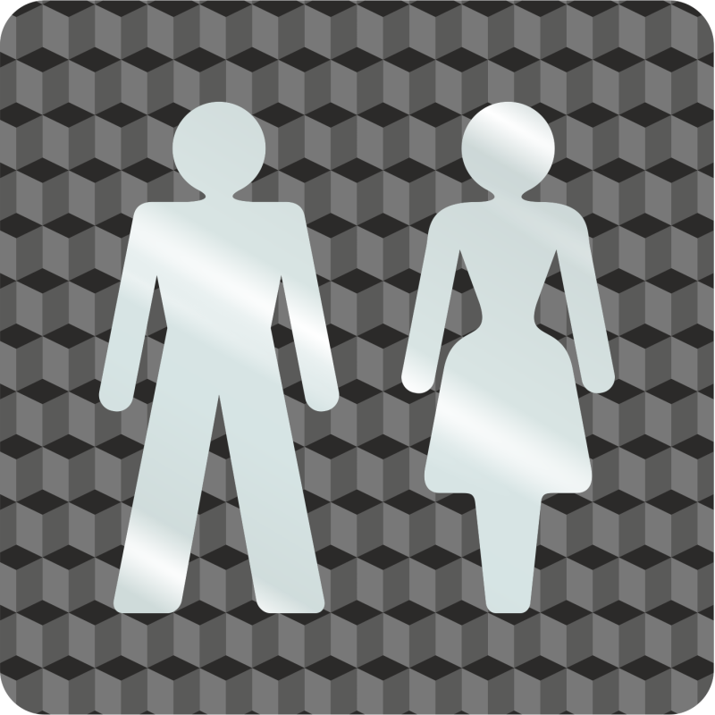 Plaque porte plexi ,effet 3D " Toilettes mixtes"
