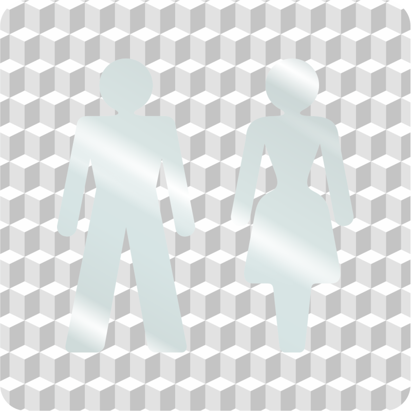Plaque porte plexi ,effet 3D " Toilettes mixtes"
