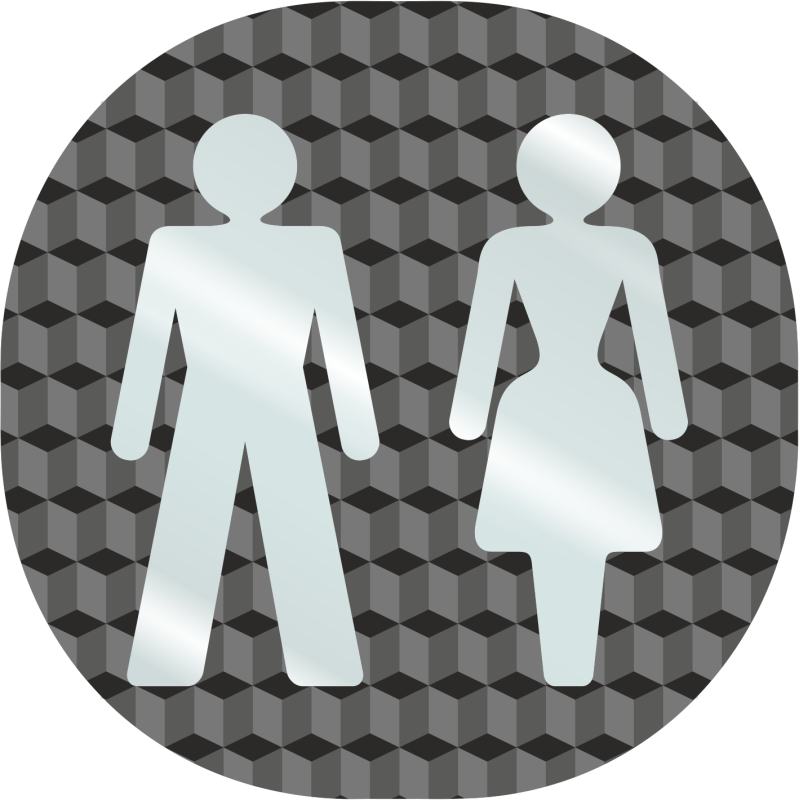 Plaque porte plexi ,effet 3D " Toilettes mixtes"