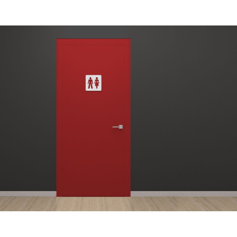 Plaque porte plexi ,effet 3D " Toilettes mixtes"
