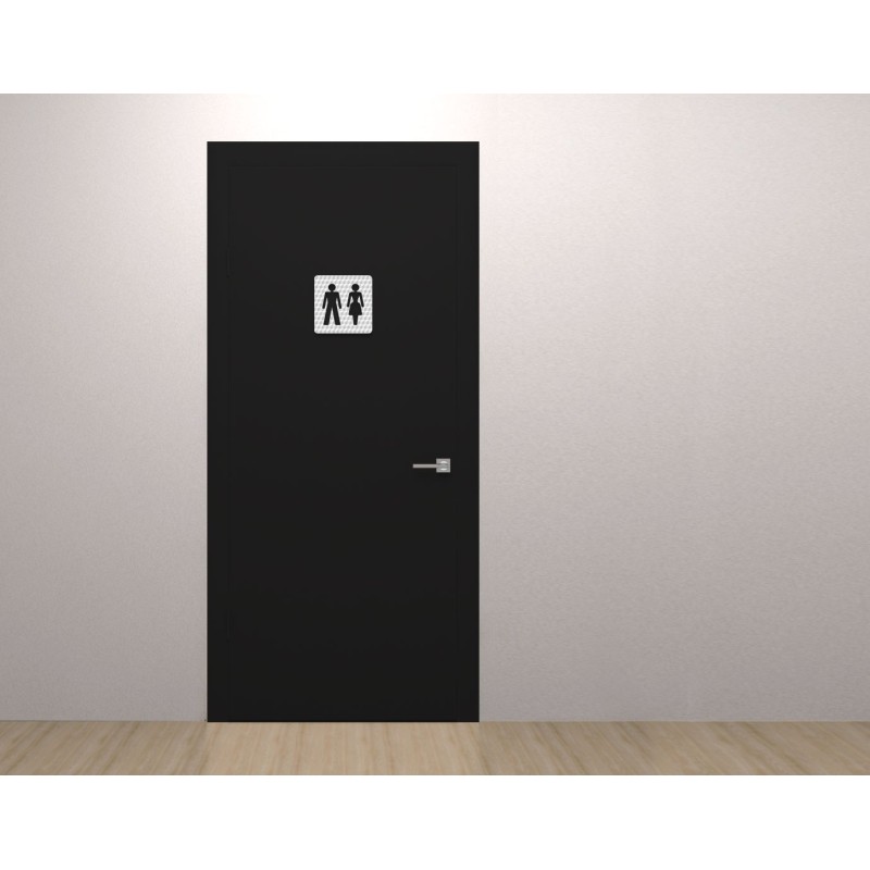 Plaque porte plexi ,effet 3D " Toilettes mixtes"