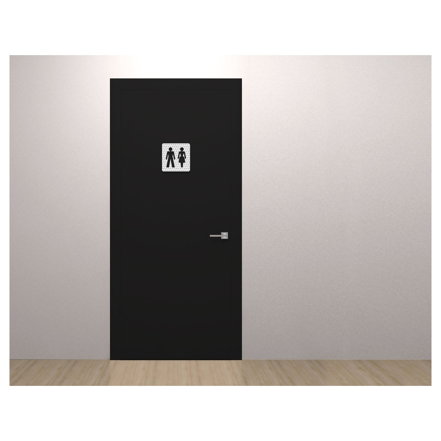 Plaque porte plexi ,effet 3D " Toilettes mixtes"