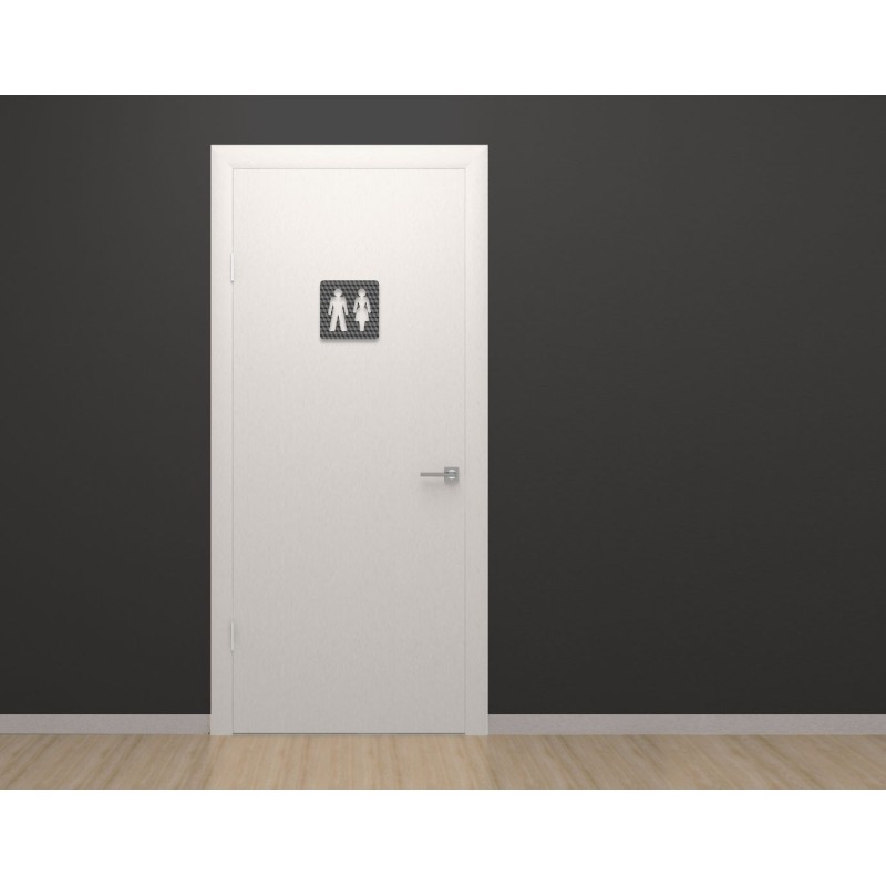 Plaque porte plexi ,effet 3D " Toilettes mixtes"