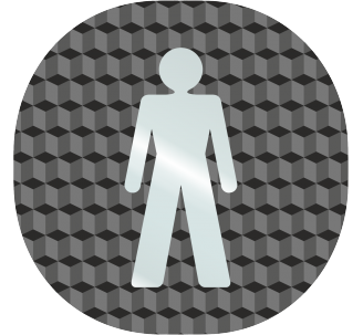 Plaque porte plexi ,effet 3D " Toilettes hommes"