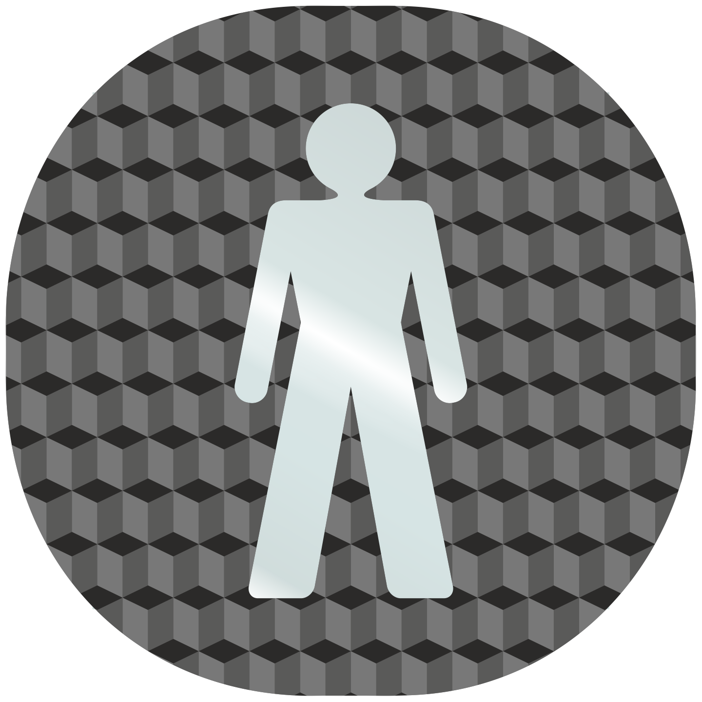 Plaque porte plexi ,effet 3D " Toilettes hommes"