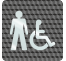 Plaque porte plexi ,effet 3D " Toilettes hommes, handicapés"