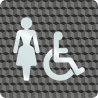 Plaque porte plexi ,effet 3D " Toilettes femmes, handicapés"