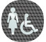 Plaque porte plexi ,effet 3D " Toilettes femmes, handicapés"