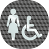 Plaque porte plexi ,effet 3D " Toilettes femmes, handicapés"