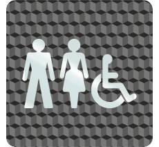 Plaque porte plexi ,effet 3D " Toilettes mixtes,handicapés"