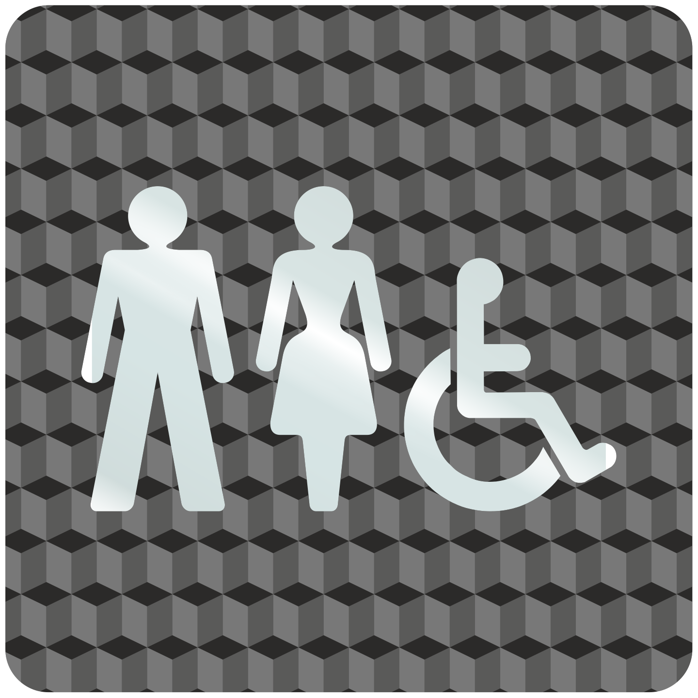 Plaque porte plexi ,effet 3D " Toilettes mixtes,handicapés"