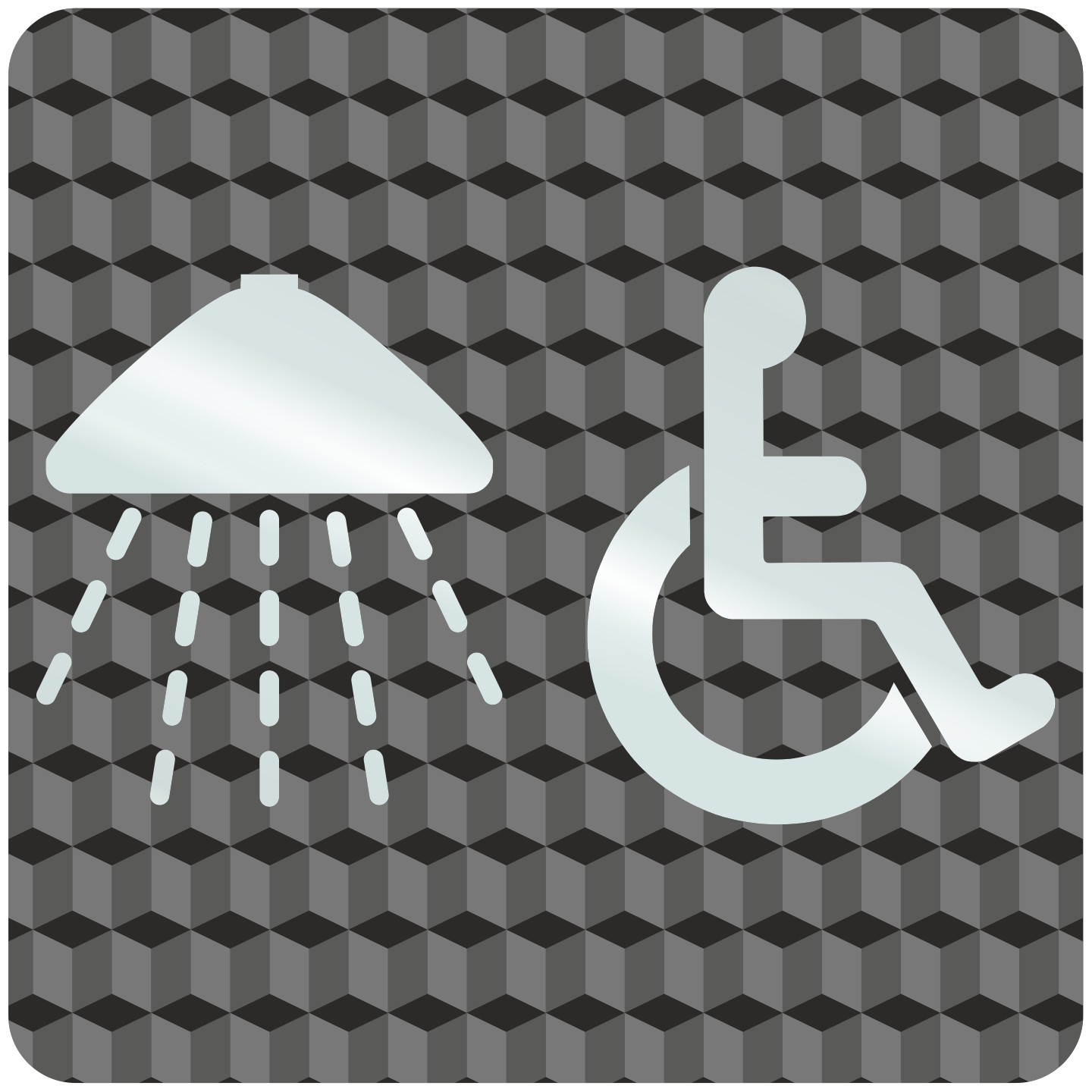 Plaque porte plexi ,effet 3D " Douche, handicapé"