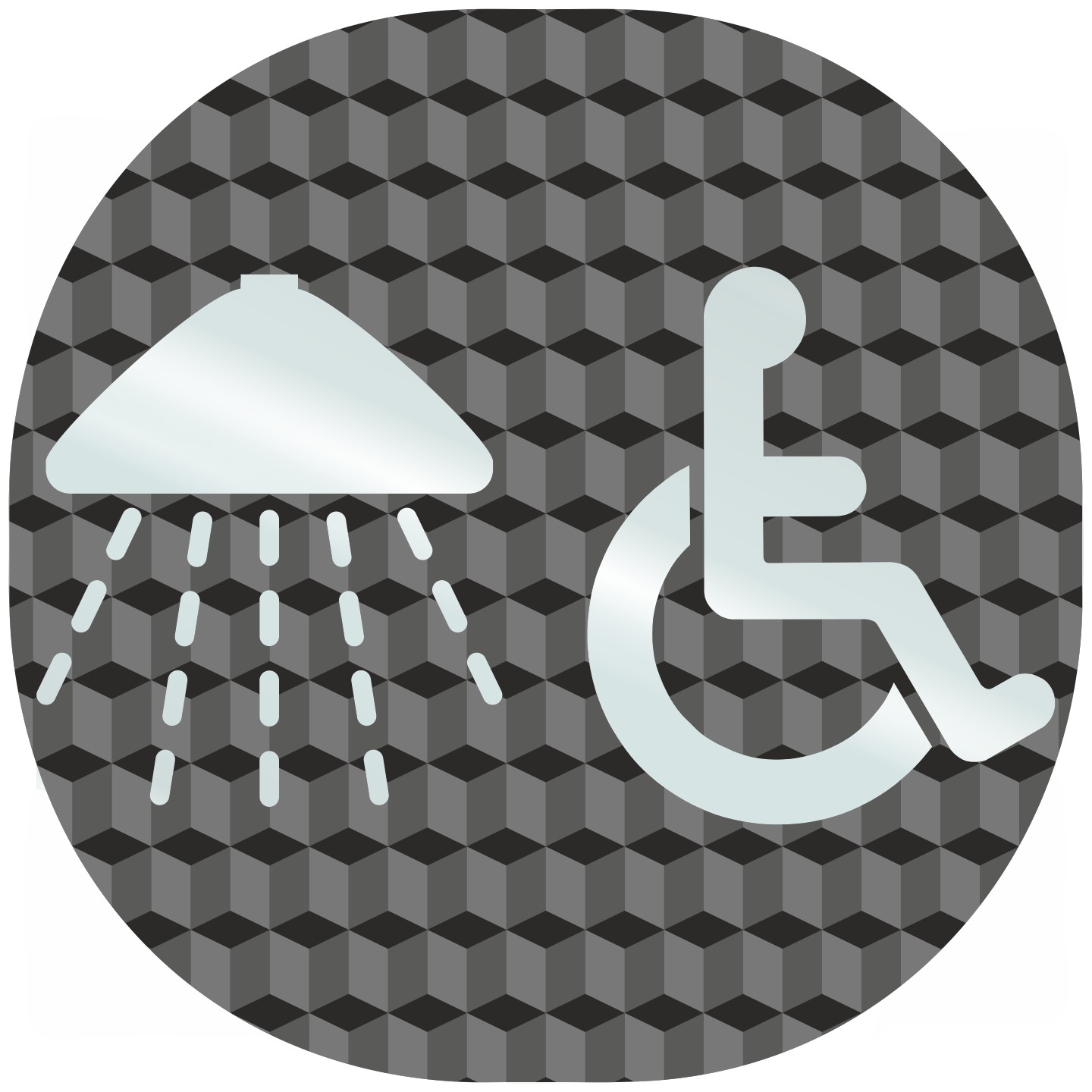 Plaque porte plexi ,effet 3D " Douche, handicapé"