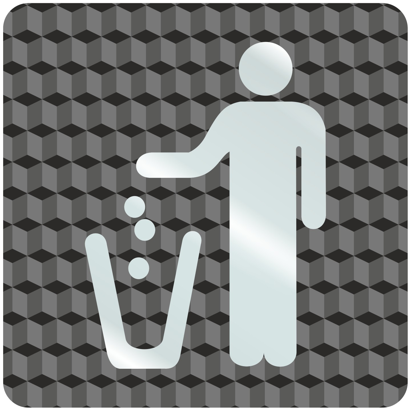 Plaque porte plexi ,effet 3D " Poubelle"