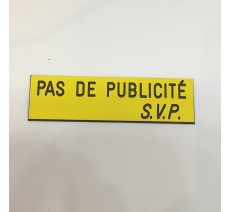 Plaque spéciale boîte aux lettres, fond jaune, texte gravé blanc