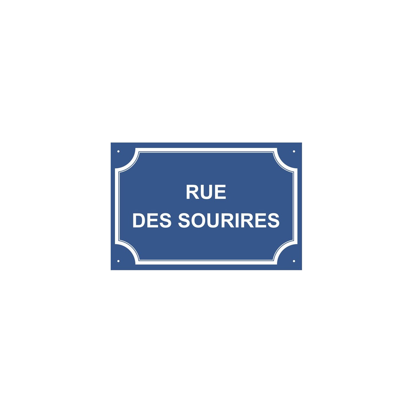 Plaque de rue humoristique en alu "Rue des Sourires"