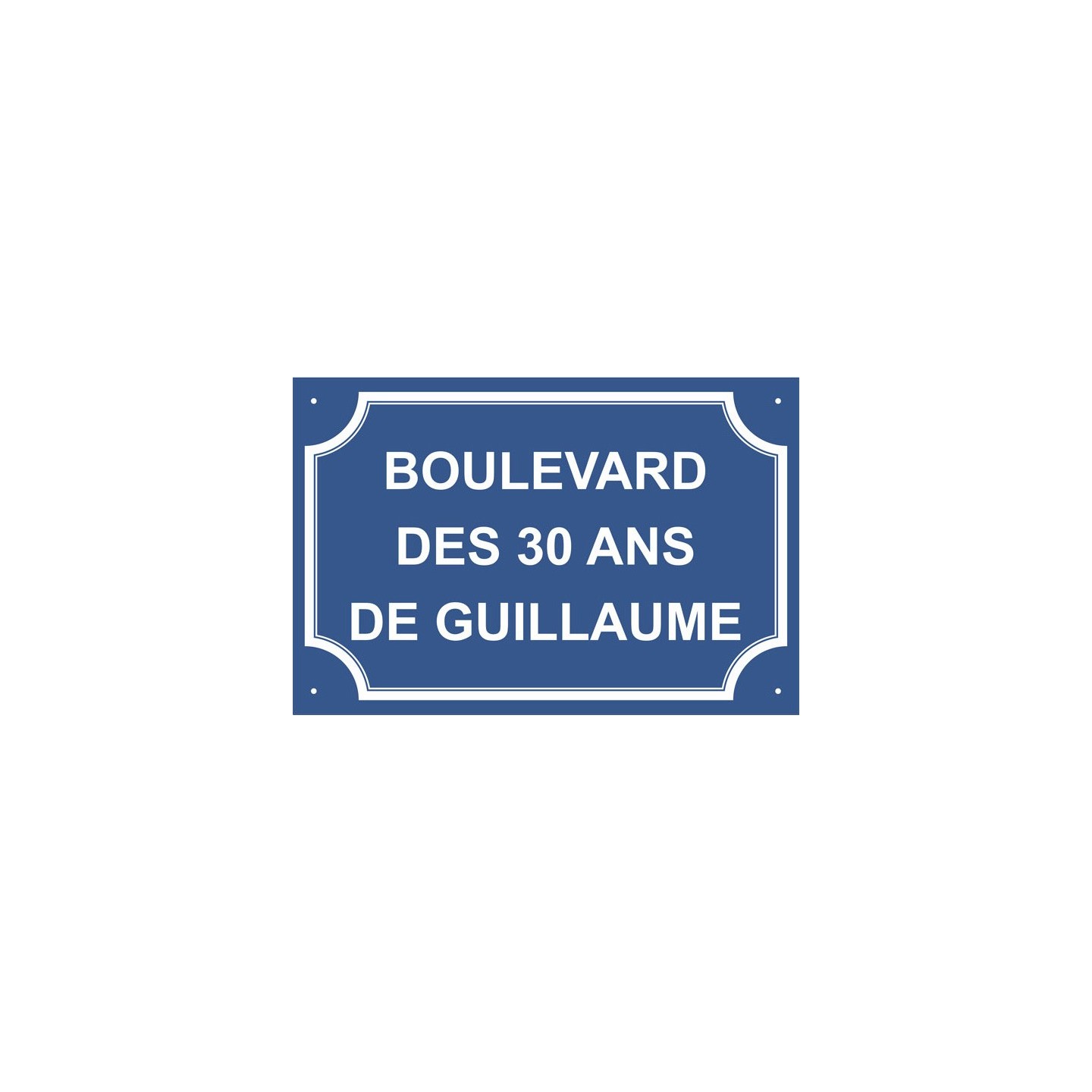 Plaque de rue humoristique en alu "Boulevard des 30 ans de..."