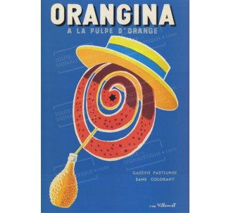 Plaque publicité " Orangina Chapeau "