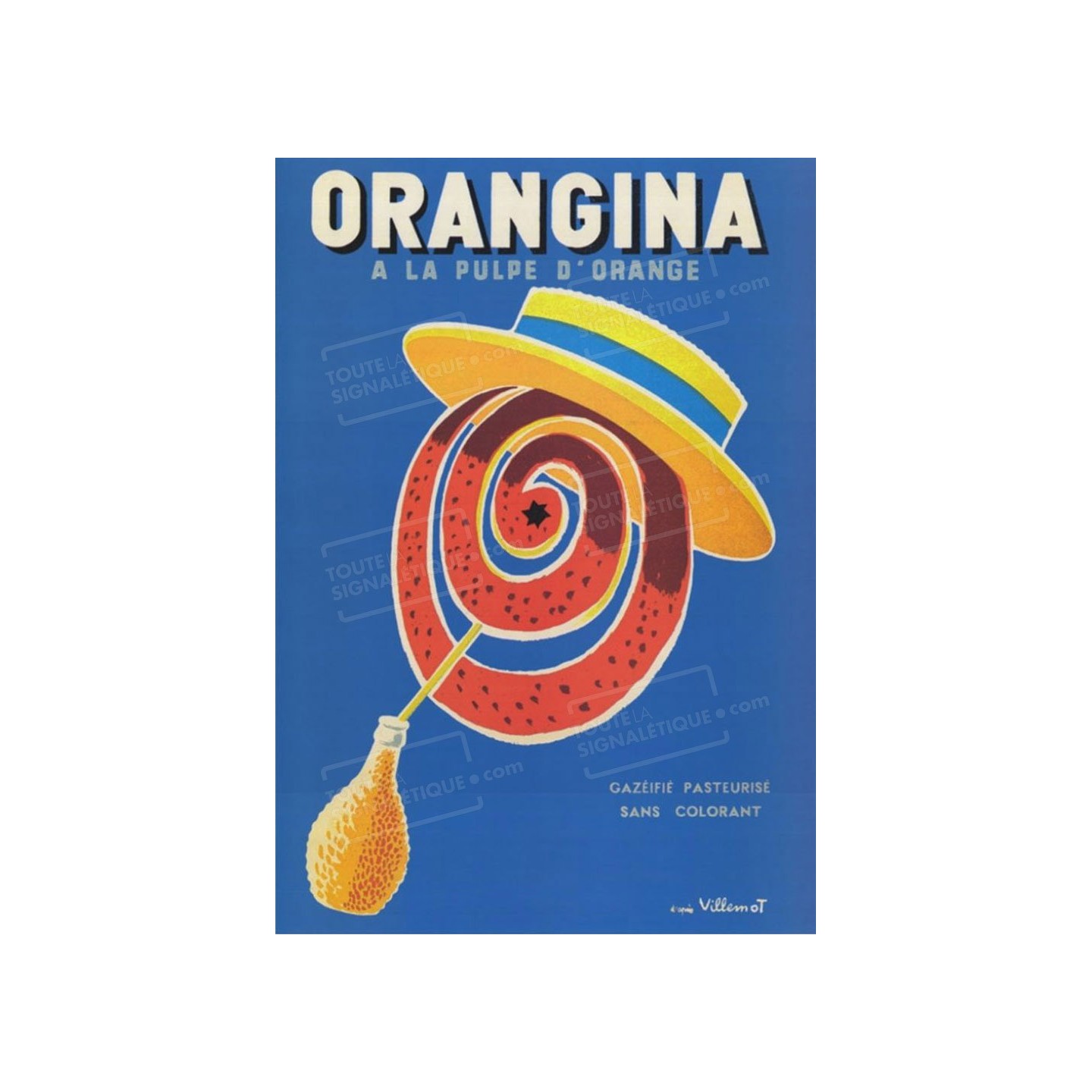 Plaque publicité  " Orangina Chapeau  "