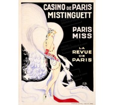 Plaque publicité " Mistinguette au Casino de Paris "