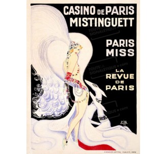 Plaque publicité " Mistinguette au Casino de Paris "