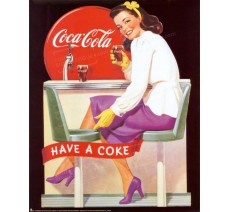 Plaque publicité vintage "Have a coke Coca Cola"