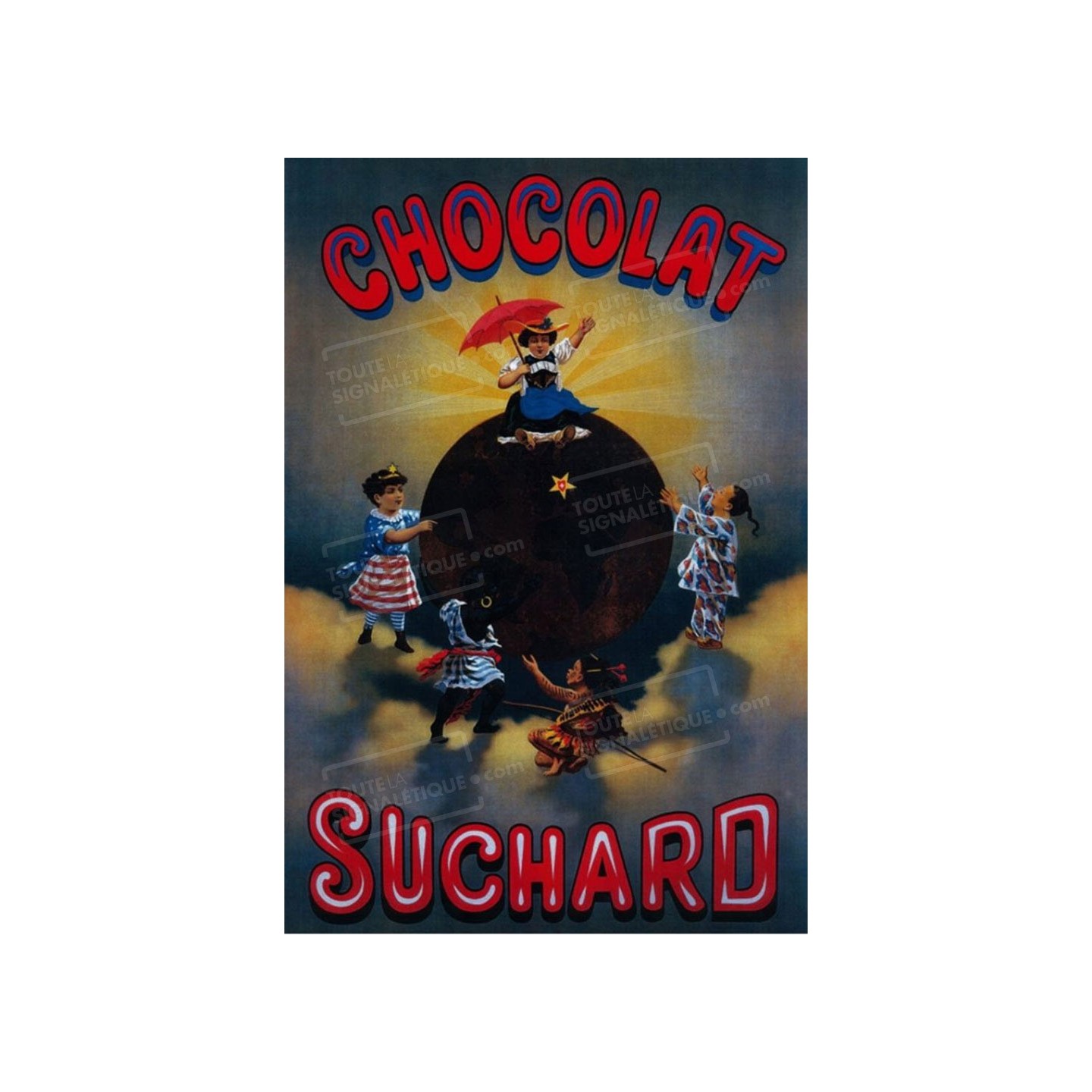 Plaque publicité  "Chocolat Suchard 5 fillettes  "