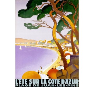 Plaque publicité " Eté sur la Côte d'Azur Juan les Pins "