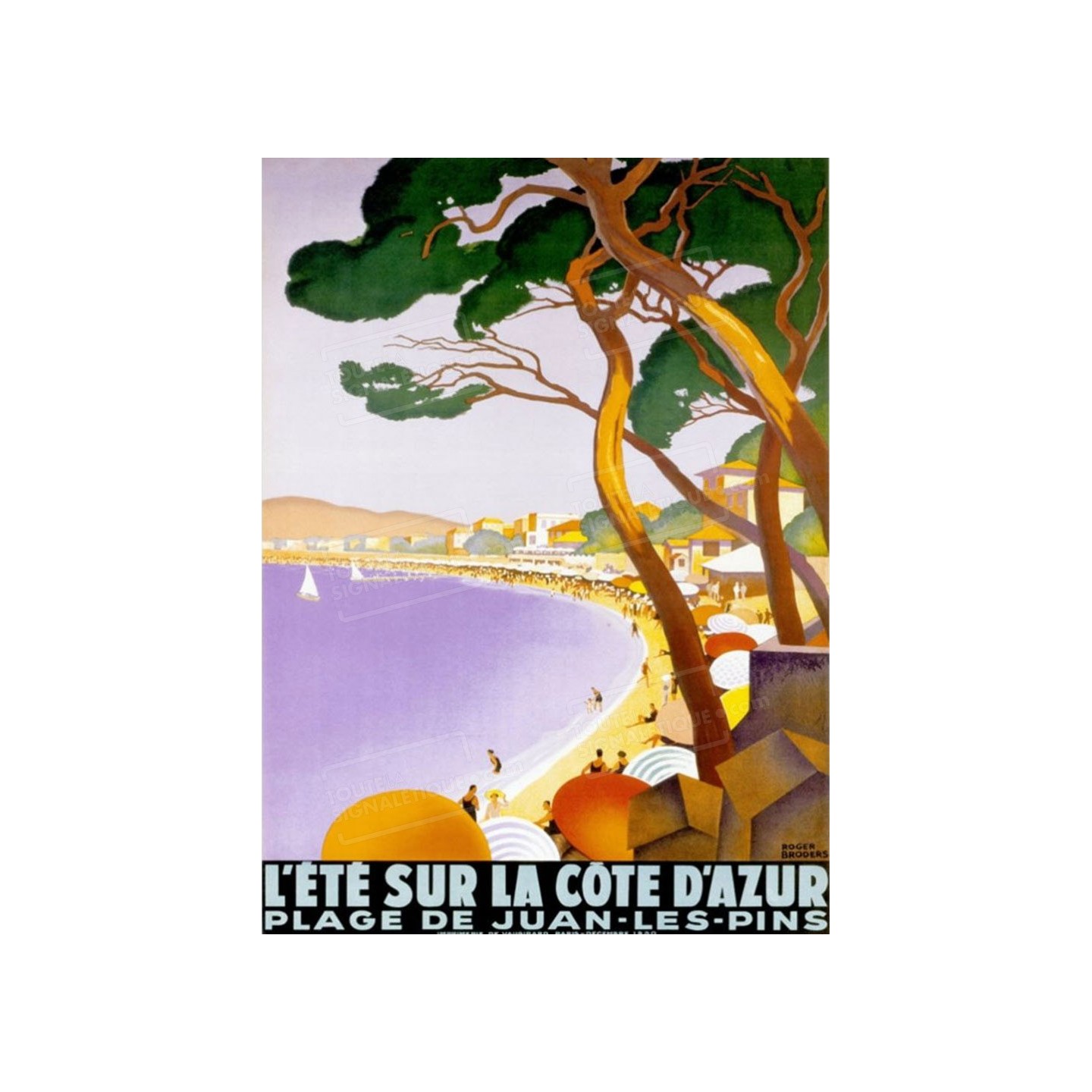 Plaque publicité  " Eté sur la Côte d'Azur Juan les Pins "