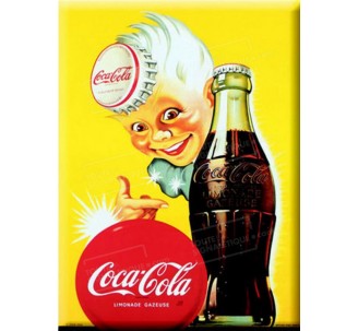 Plaque publicité " Coca Cola fond jaune "
