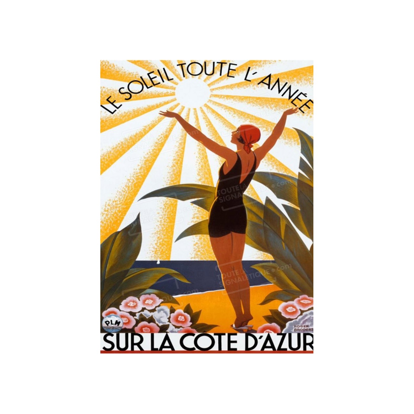 Plaque publicité vintage  " Soleil toute l'année Côte d'Azur  "