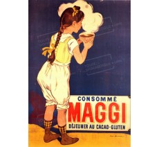 Publicité Vintage "Consommé Maggi" sur plaque alu