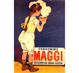 Publicité Vintage "Consommé Maggi" sur plaque alu