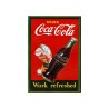 Publicité Vintage  "Coca Cola refreshed fond rouge" sur plaque alu