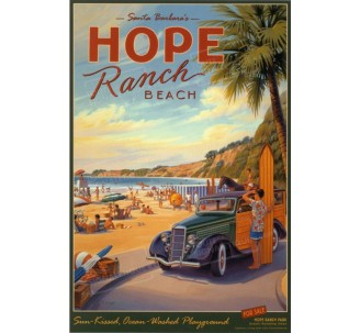 Publicité Vintage "Hope Ranch Beach " sur plaque alu