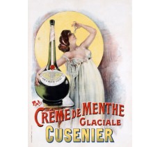 Publicité Vintage "Crème de menthe glaciale Cusenier " sur plaque alu