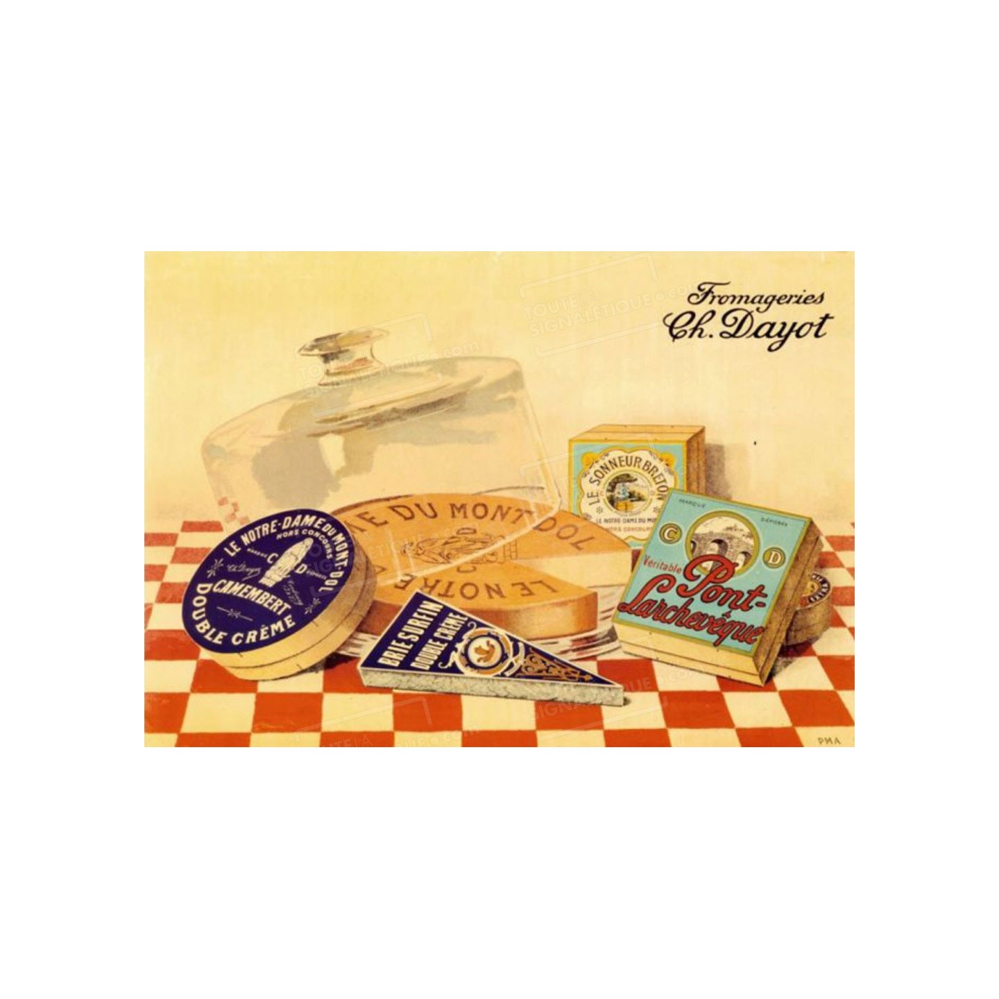 Publicité Vintage  "Fromagerie Dayot" sur plaque alu