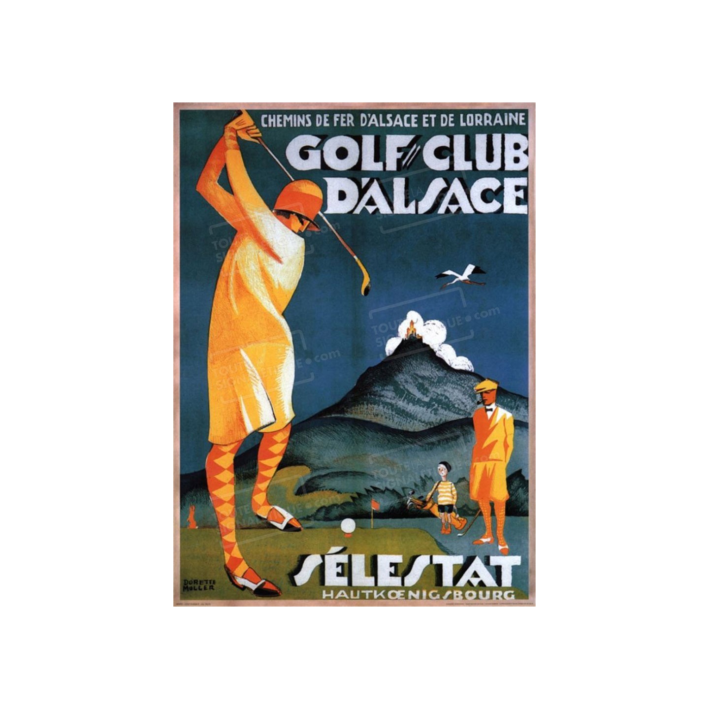Publicité Vintage  "Golf Club d'Alsace " sur plaque alu