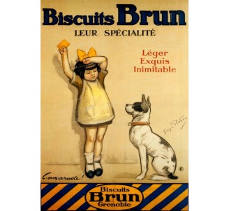 Publicité Vintage "Biscuits Brun" sur plaque alu