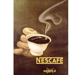 Publicité Vintage "Nescafé Nestlé" sur plaque alu