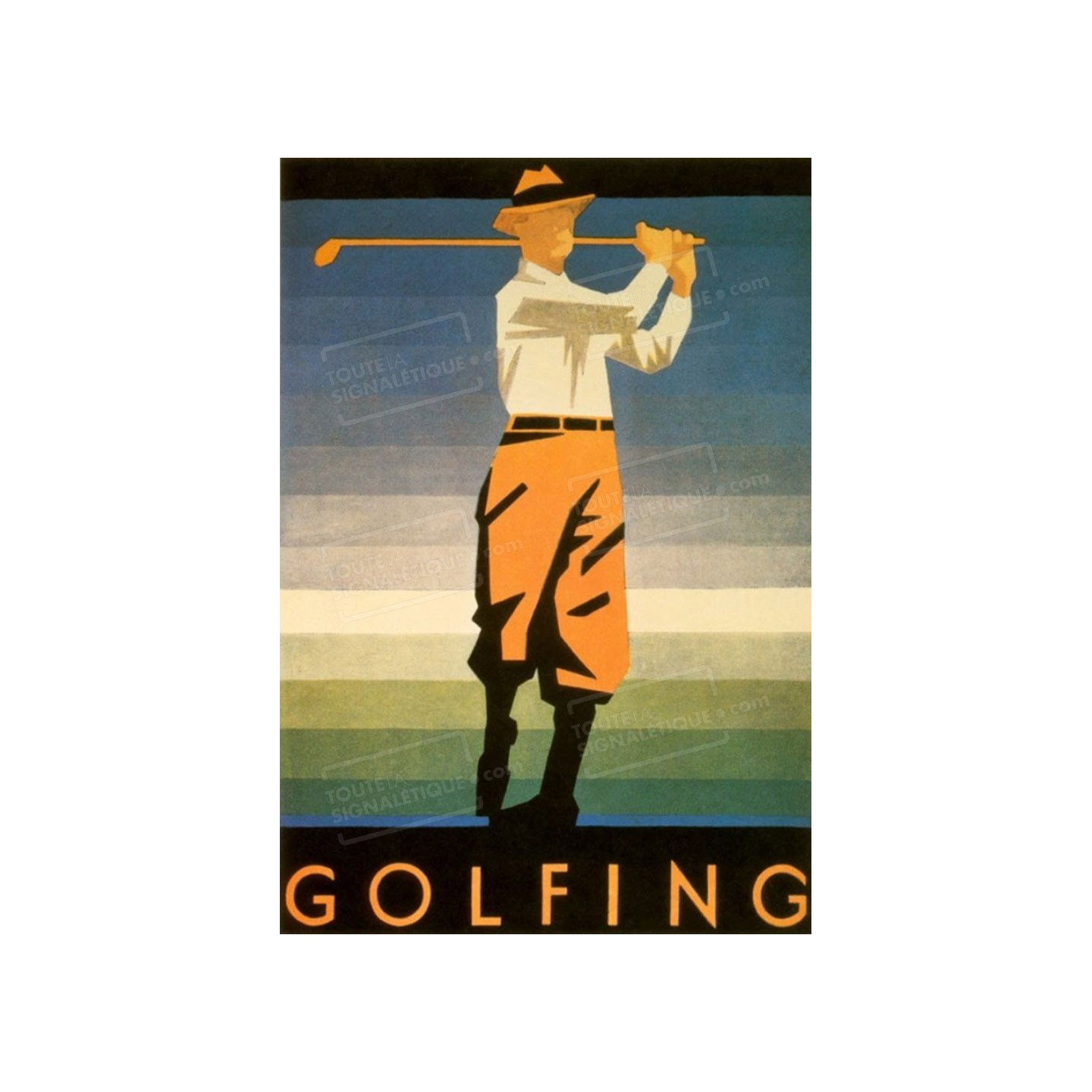 Publicité Vintage  "Golfing" sur plaque alu