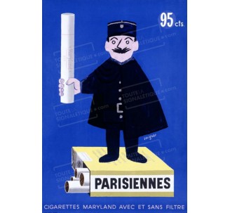 Publicité Vintage "Parisiennes" sur plaque alu