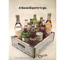 Publicité Vintage "A Bacardi party to go" sur plaque alu