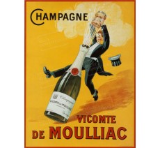 Publicité Vintage "Champagne Vicomte de Moulliac" sur plaque alu