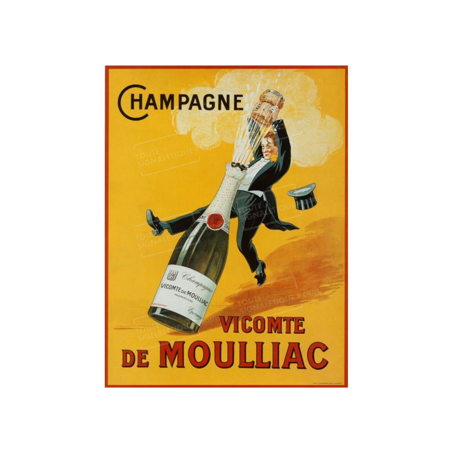 Publicité Vintage  "Champagne Vicomte de Moulliac" sur plaque alu